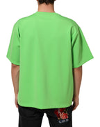 Grünes T-Shirt mit Rundhalsausschnitt und kurzen Ärmeln, mit Logo
