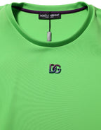 Grünes T-Shirt mit Rundhalsausschnitt und kurzen Ärmeln, mit Logo
