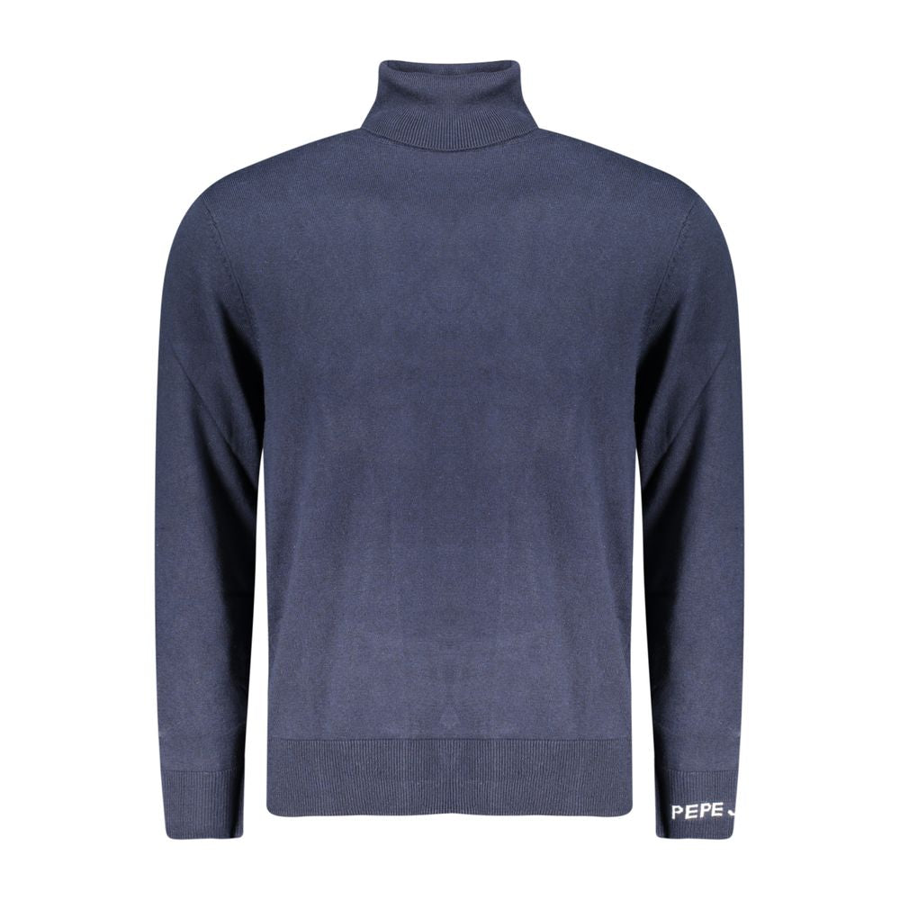 Blauer Herrenrollkragenpullover aus Baumwolle
