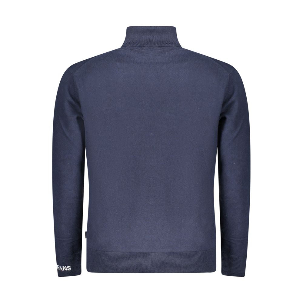 Blauer Herrenrollkragenpullover aus Baumwolle