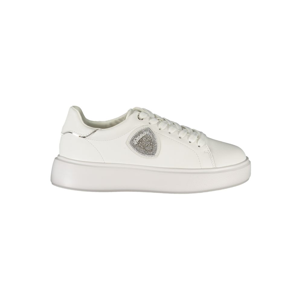 White Polyurethane Women Sneaker