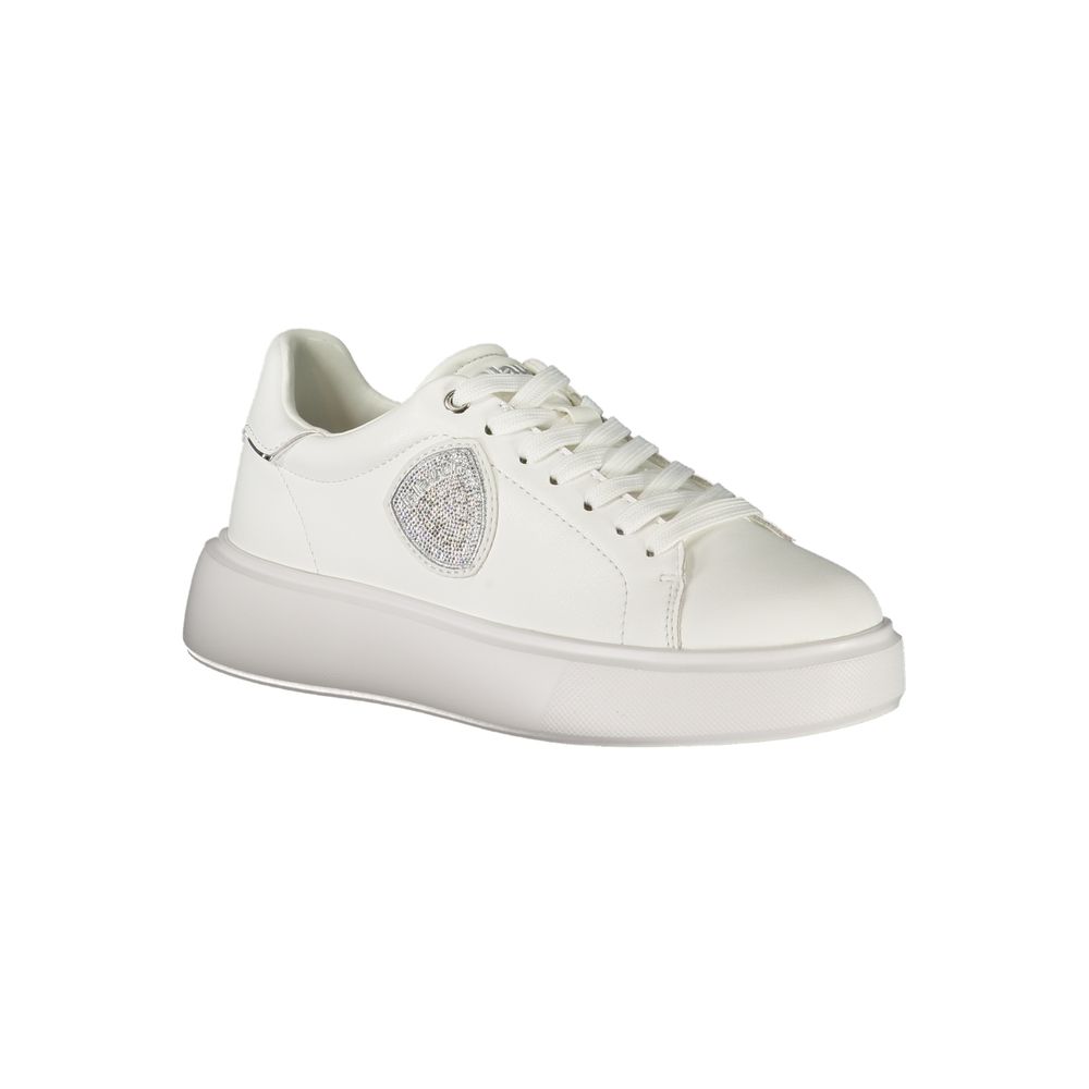 White Polyurethane Women Sneaker