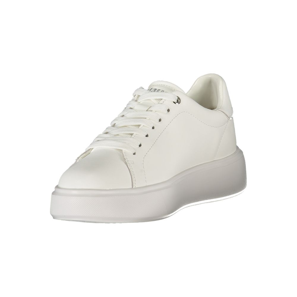 White Polyurethane Women Sneaker