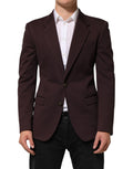 Maroon Baumwolle 2 Knöpfe Anzugjacke Sakko