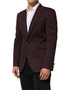 Maroon Baumwolle 2 Knöpfe Anzugjacke Sakko