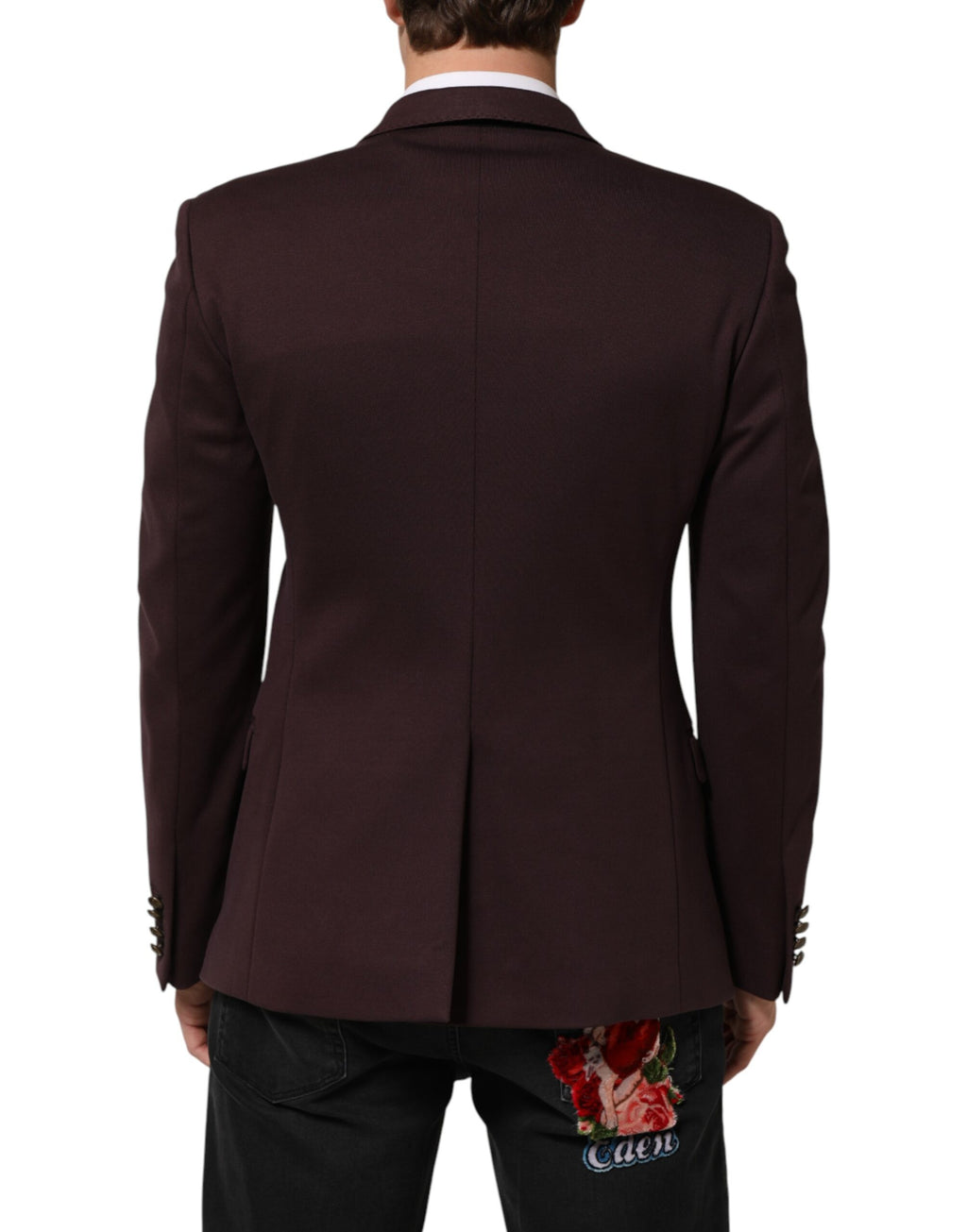 Maroon Baumwolle 2 Knöpfe Anzugjacke Sakko