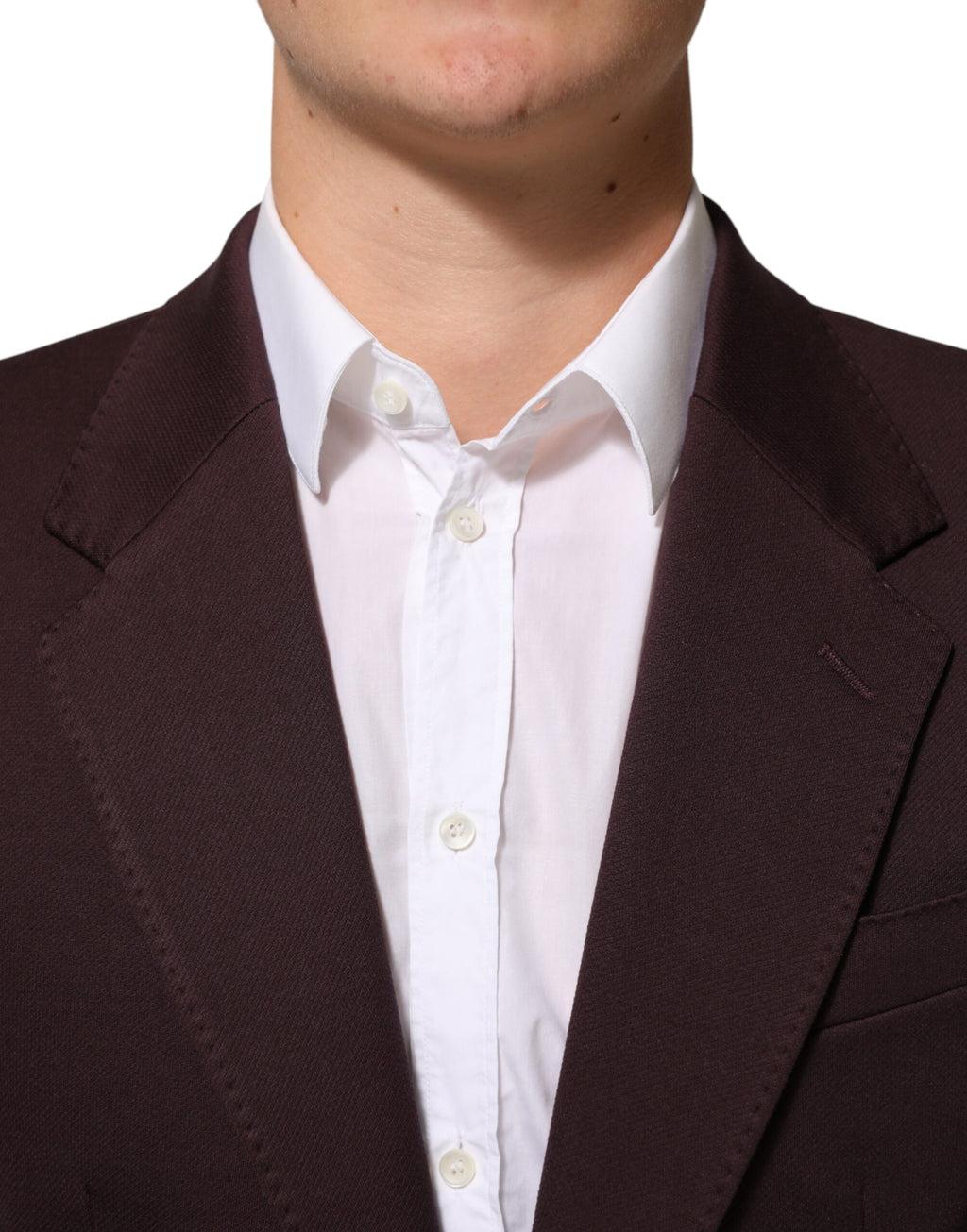 Maroon Baumwolle 2 Knöpfe Anzugjacke Sakko