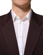 Maroon Baumwolle 2 Knöpfe Anzugjacke Sakko
