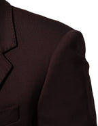 Maroon Baumwolle 2 Knöpfe Anzugjacke Sakko