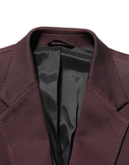 Maroon Baumwolle 2 Knöpfe Anzugjacke Sakko