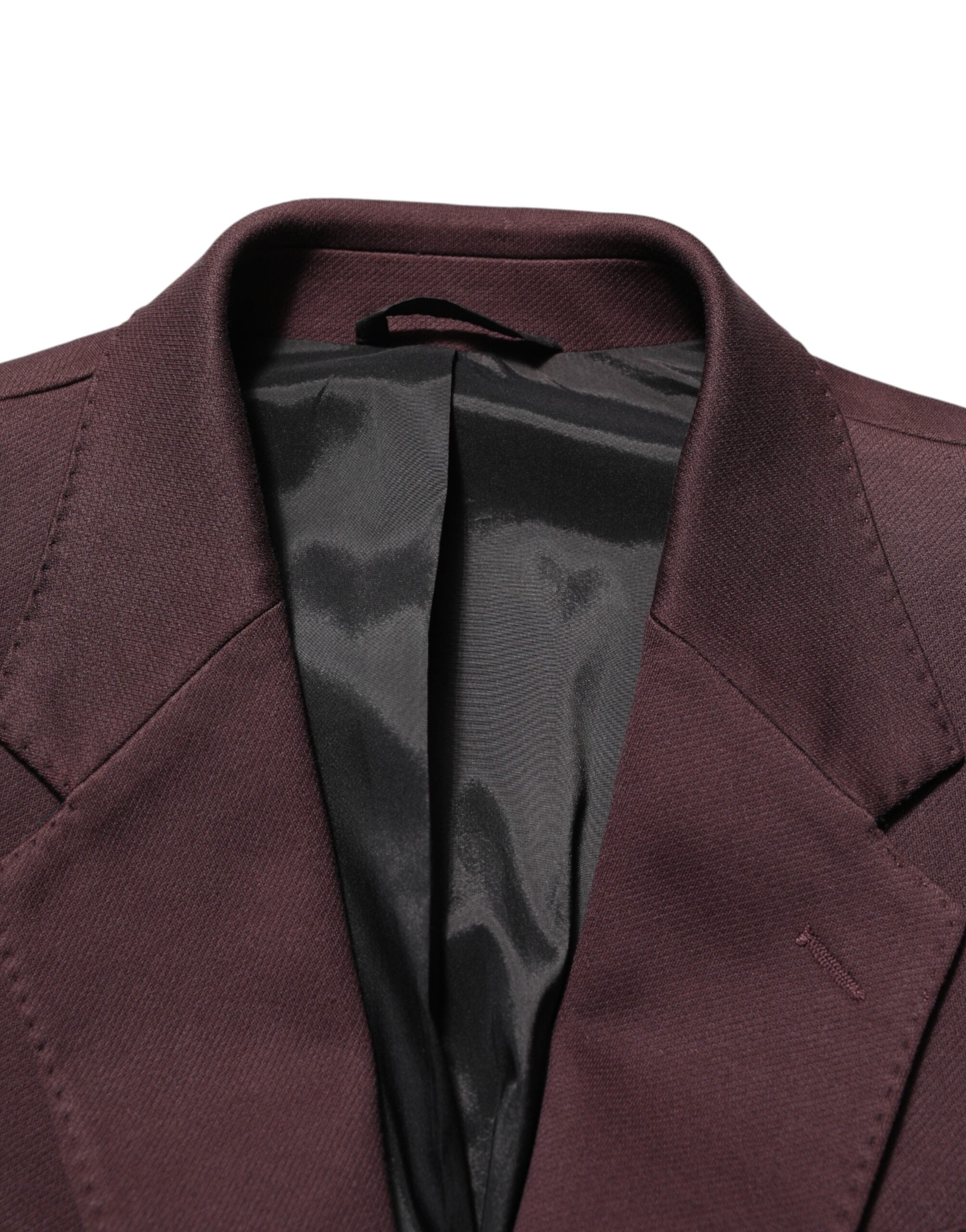 Maroon Baumwolle 2 Knöpfe Anzugjacke Sakko