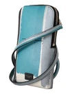 Blaues Leder Umhängetasche Halsgurt Kartenfach Handytasche
