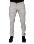 Weiße Baumwoll-Stretch-Skinny-Jeans für Herren