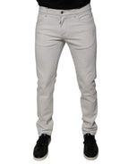 Weiße Baumwoll-Stretch-Skinny-Jeans für Herren