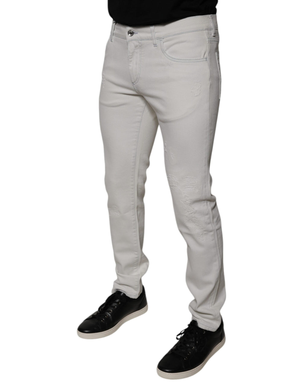 Weiße Baumwoll-Stretch-Skinny-Jeans für Herren