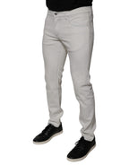 Weiße Baumwoll-Stretch-Skinny-Jeans für Herren