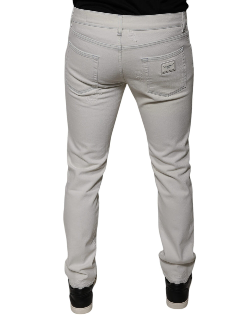 Weiße Baumwoll-Stretch-Skinny-Jeans für Herren
