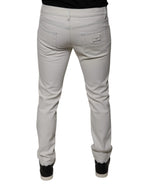 Weiße Baumwoll-Stretch-Skinny-Jeans für Herren