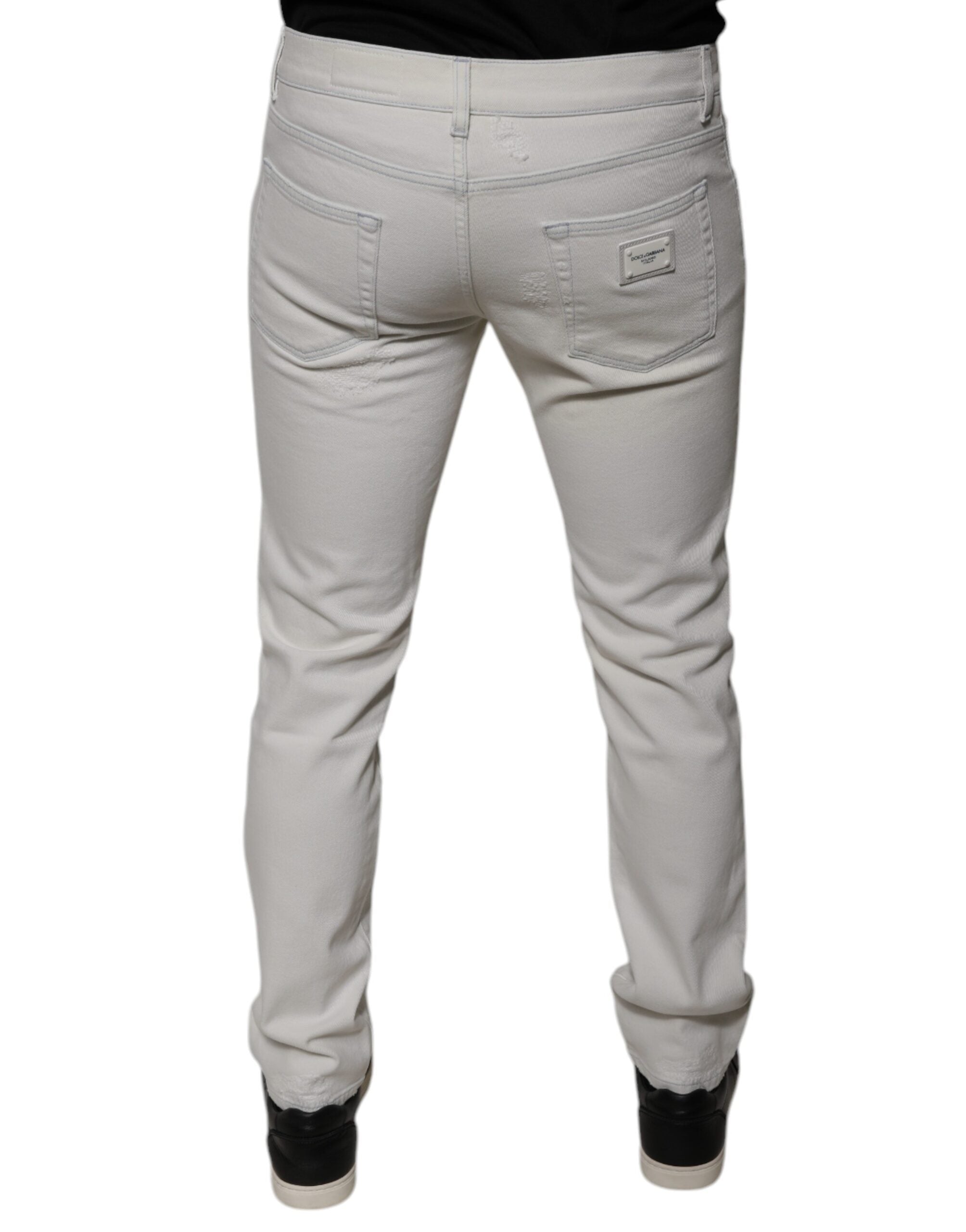 Weiße Baumwoll-Stretch-Skinny-Jeans für Herren
