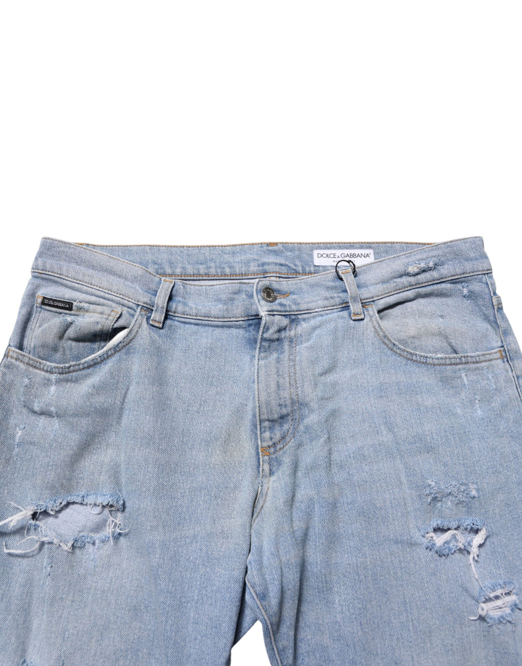 Blaue Distressed Slim Fit Jeans aus Baumwolle