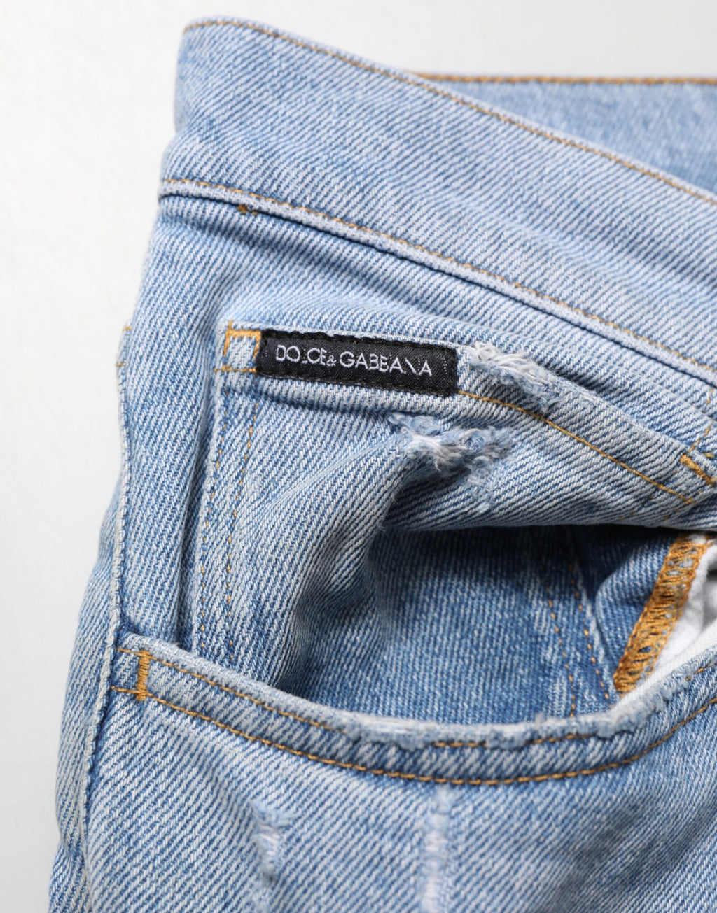 Blaue Distressed Slim Fit Jeans aus Baumwolle