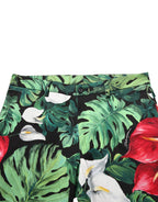 Multicolor Floral Print Cotton Tapered Pants