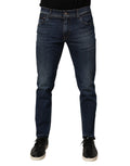 Blaue Skinny Jeans für Herren aus Baumwollstretch