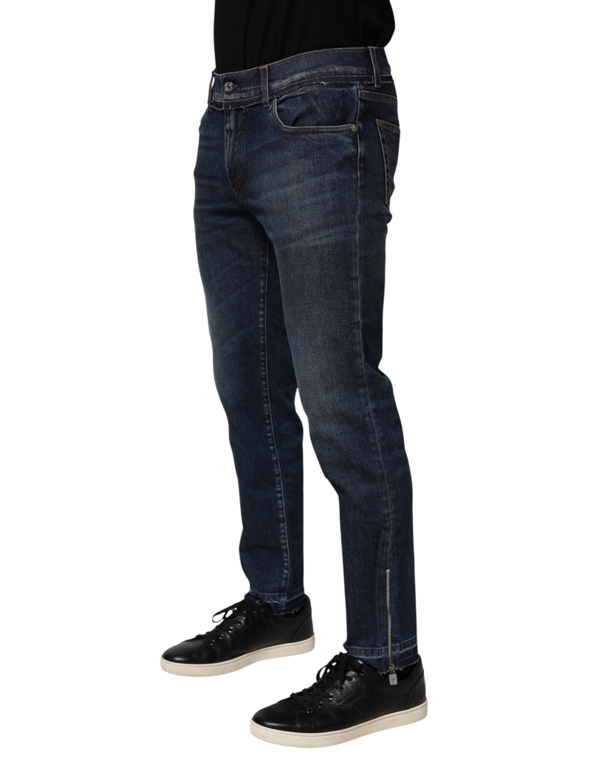 Blaue Skinny Jeans für Herren aus Baumwollstretch
