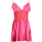 Rosa Baumwollkleid für Damen mit Spitzenverzierung
