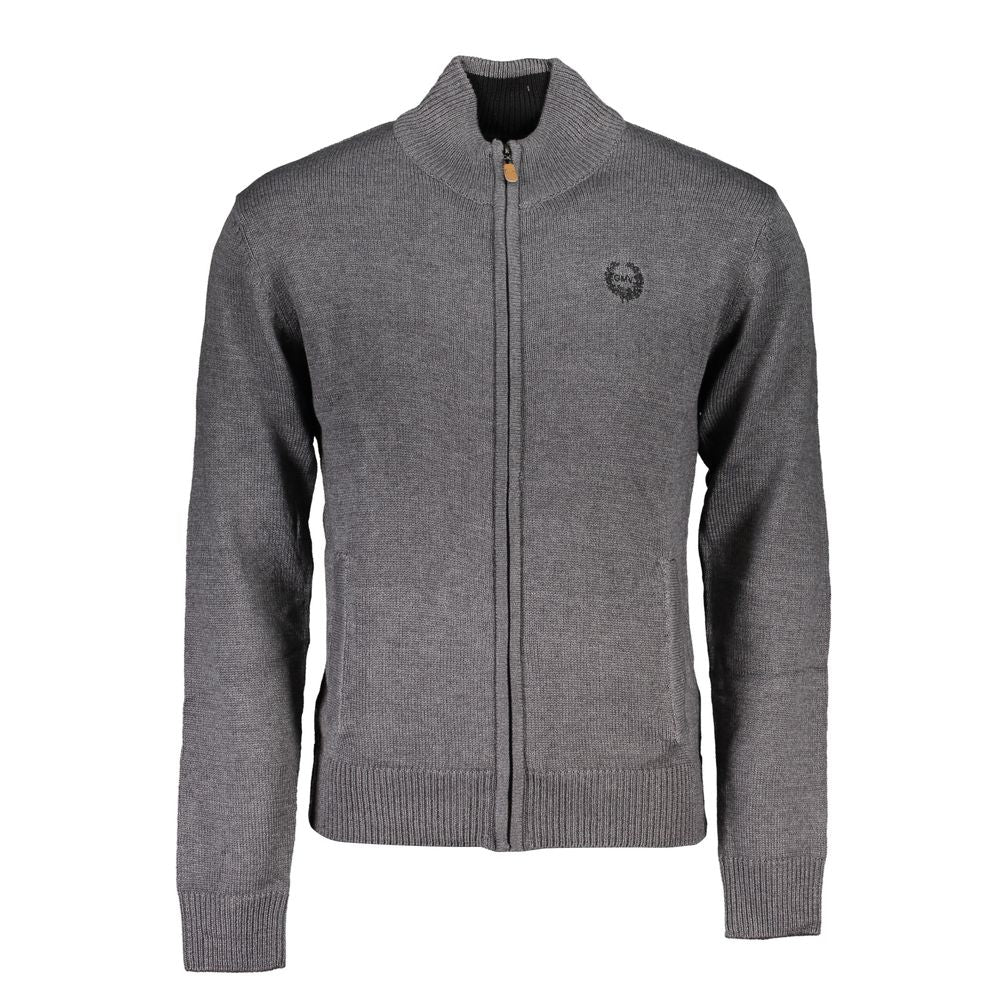 Graue Baumwoll-Herrenstrickjacke