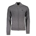 Graue Baumwoll-Herrenstrickjacke