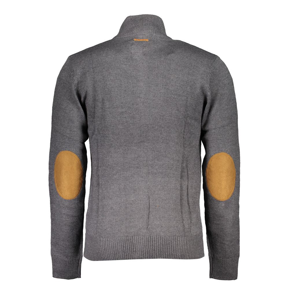 Graue Baumwoll-Herrenstrickjacke