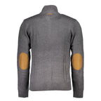 Graue Baumwoll-Herrenstrickjacke