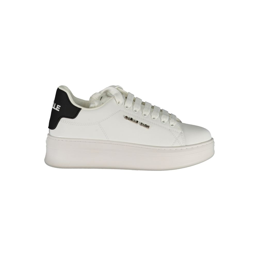 Weiße Polyurethan Damen-Sneaker
