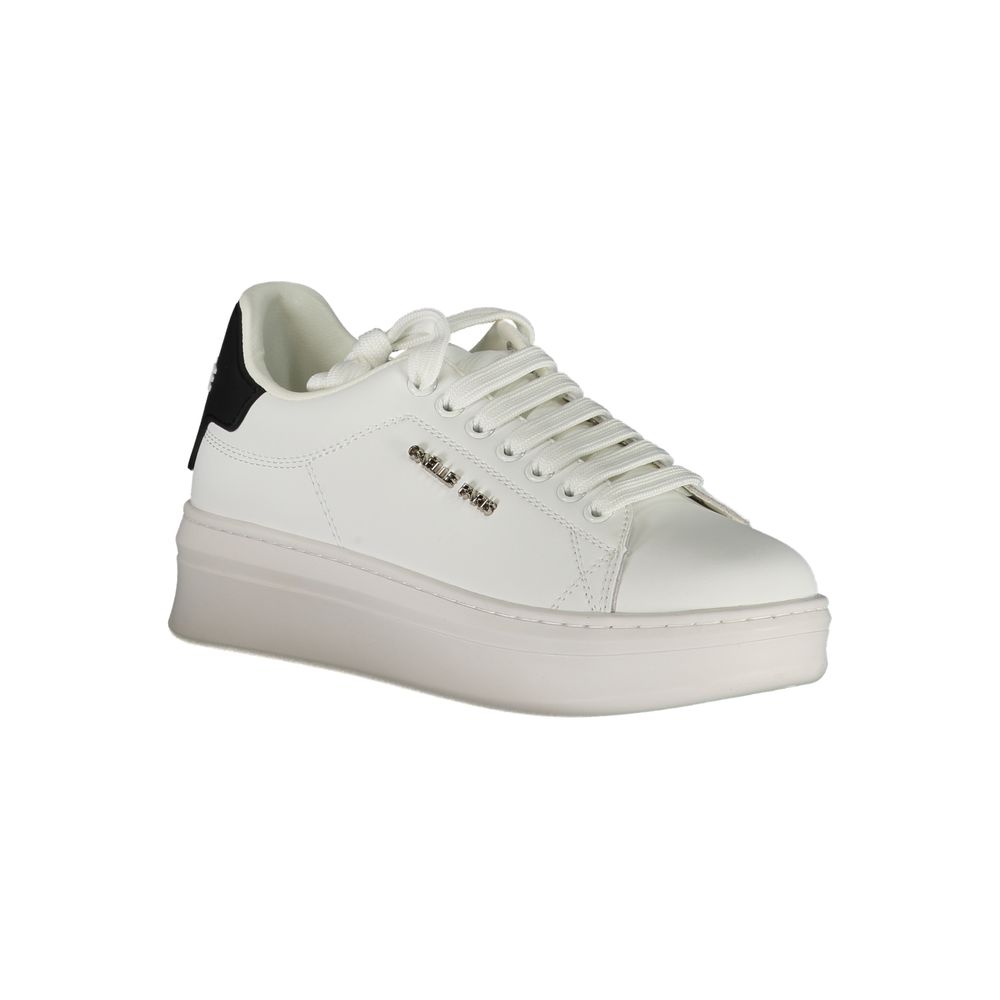 Weiße Polyurethan Damen-Sneaker