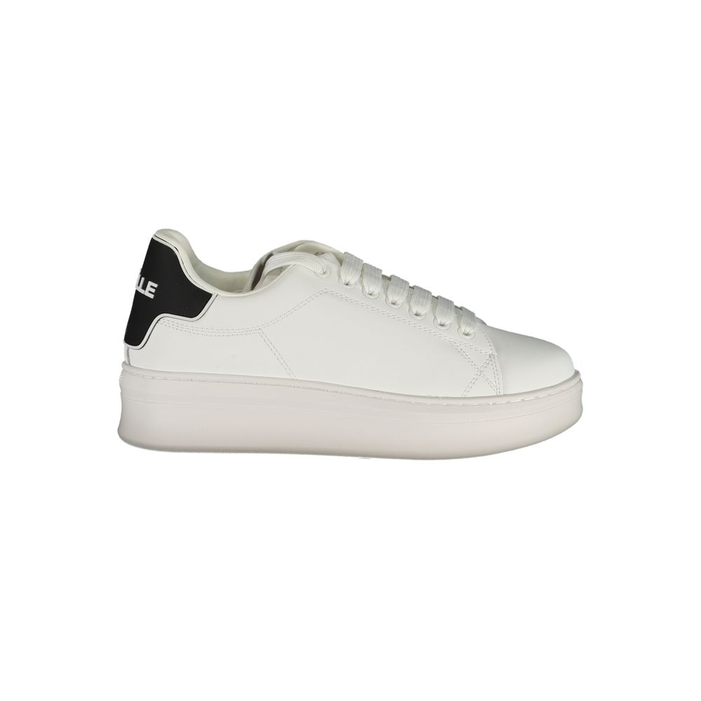 White Polyurethane Women Sneaker