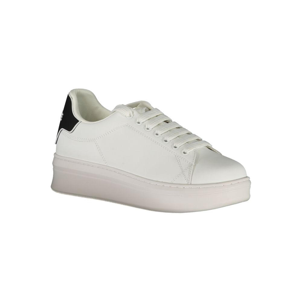 White Polyurethane Women Sneaker