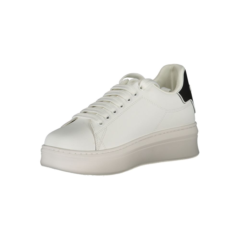 White Polyurethane Women Sneaker