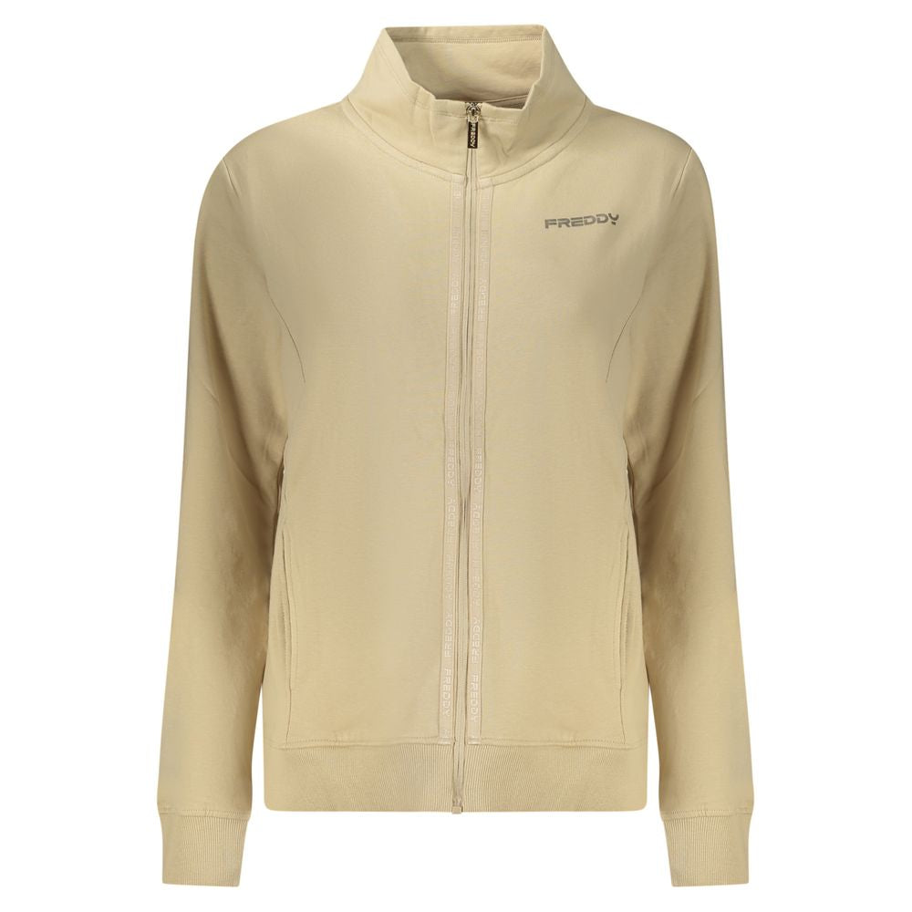 Beige Cotton Women Sweatshirt