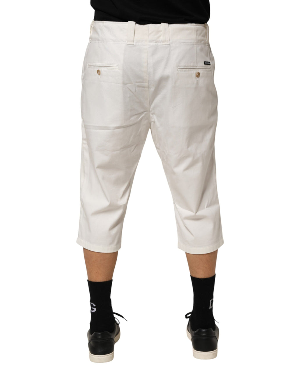Weiße Cropped-Stretchhose aus Baumwolle