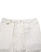 Weiße Cropped-Stretchhose aus Baumwolle