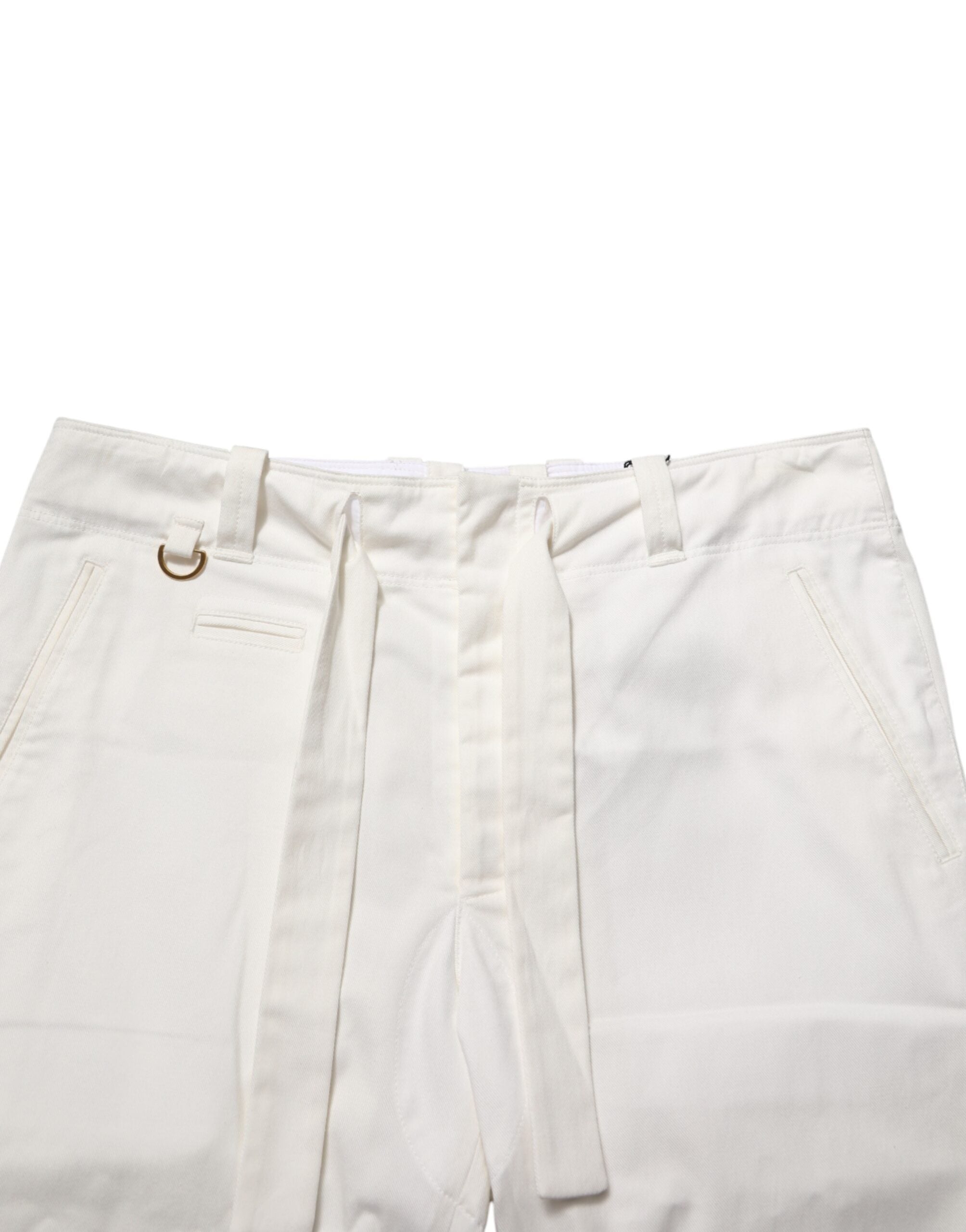 Weiße Cropped-Stretchhose aus Baumwolle