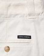 Weiße Cropped-Stretchhose aus Baumwolle