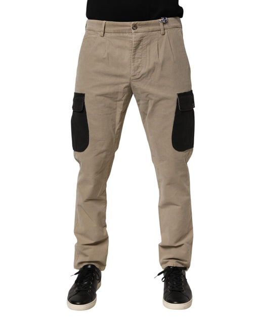 Beige mittelhohe Skinny Cargo Chino Herrenhose