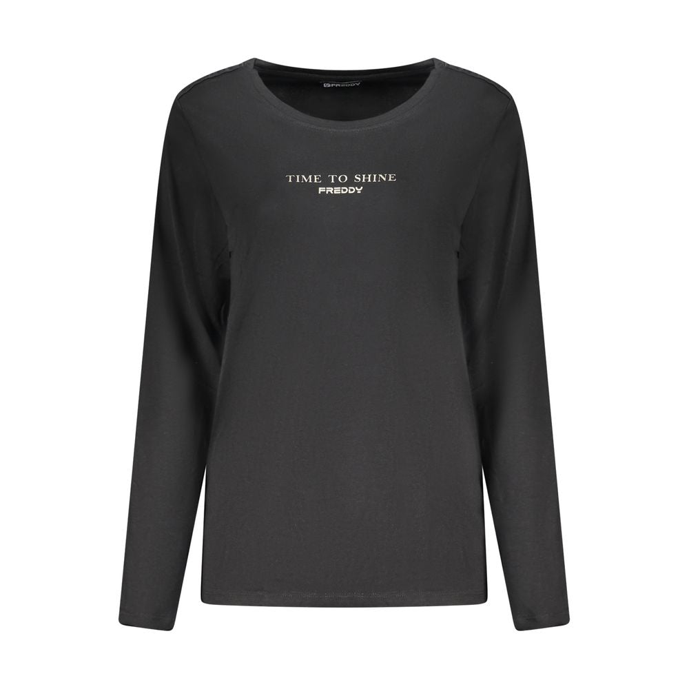 Schwarzes Damen-T-Shirt aus Baumwolle