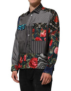 Multicolor Patchwork Long Sleeves Silk Shirt