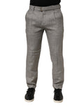 Grey Mid-Waist Formal Skinny Men's Trousers