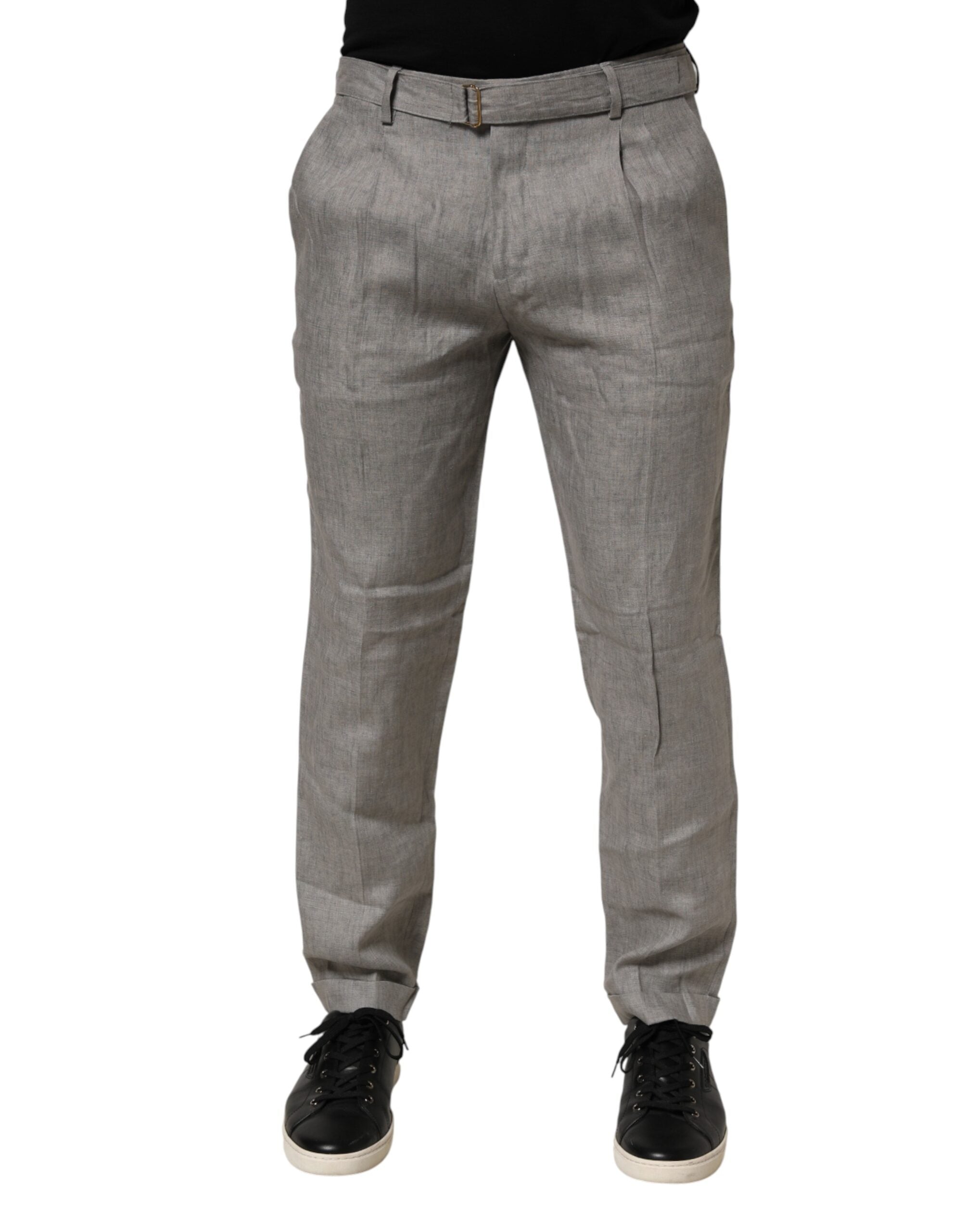 Grey Mid-Waist Formal Skinny Men's Trousers