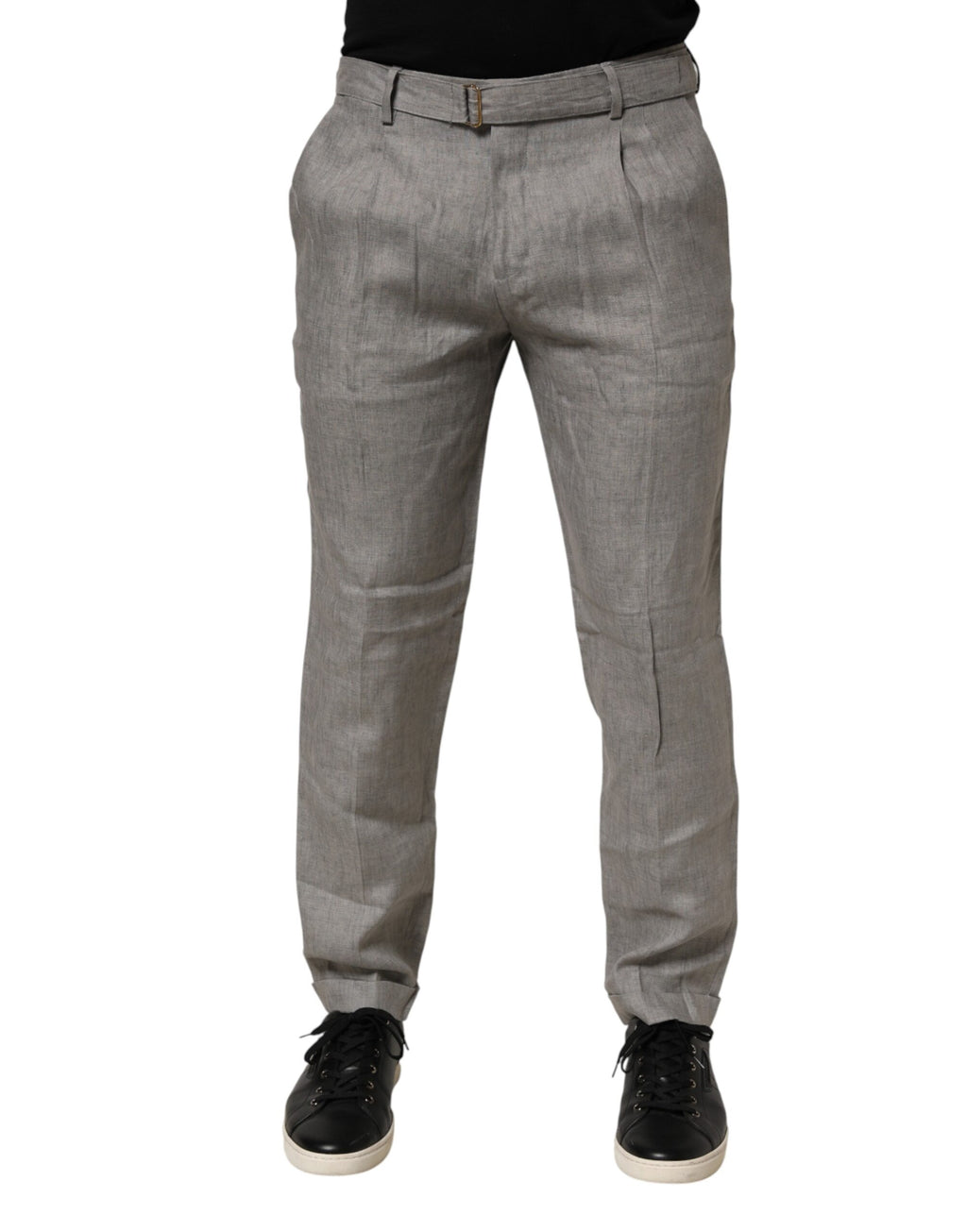 Grey Mid-Waist Formal Skinny Men's Trousers