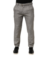 Grey Mid-Waist Formal Skinny Men's Trousers
